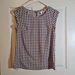 Merona Womens Pink and Navy medallion Print Sleeveless Top Blouse Size XS